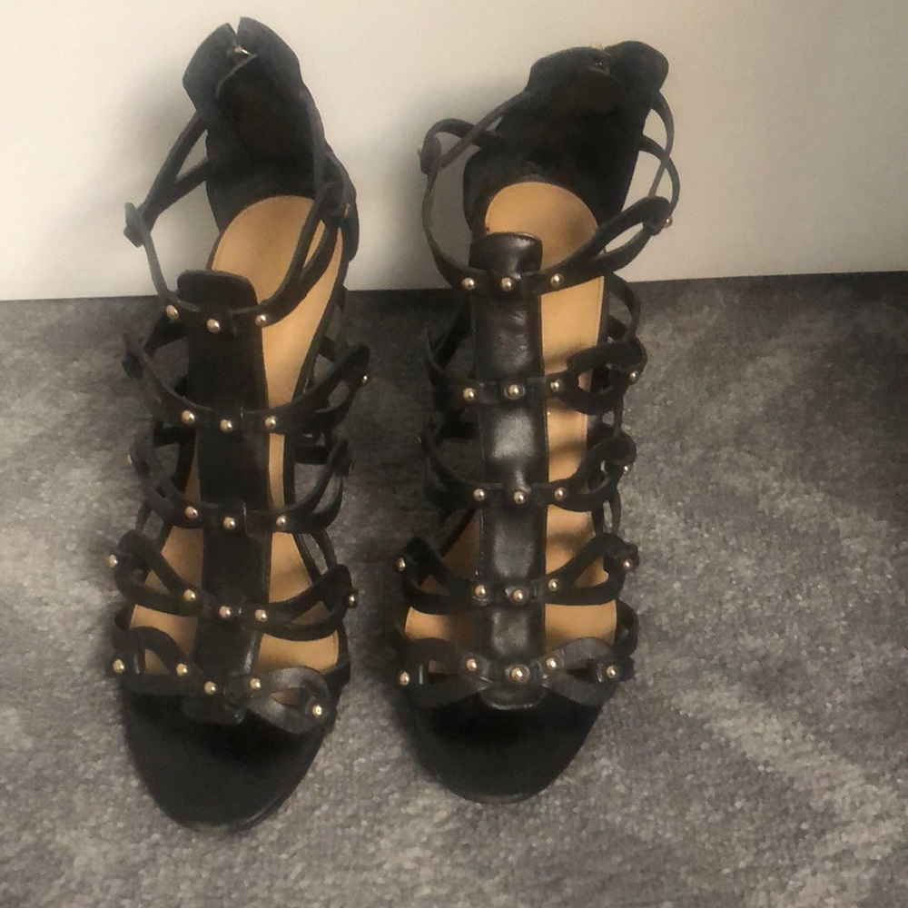Ivanka Trump black high heeled open toe. Good condition.